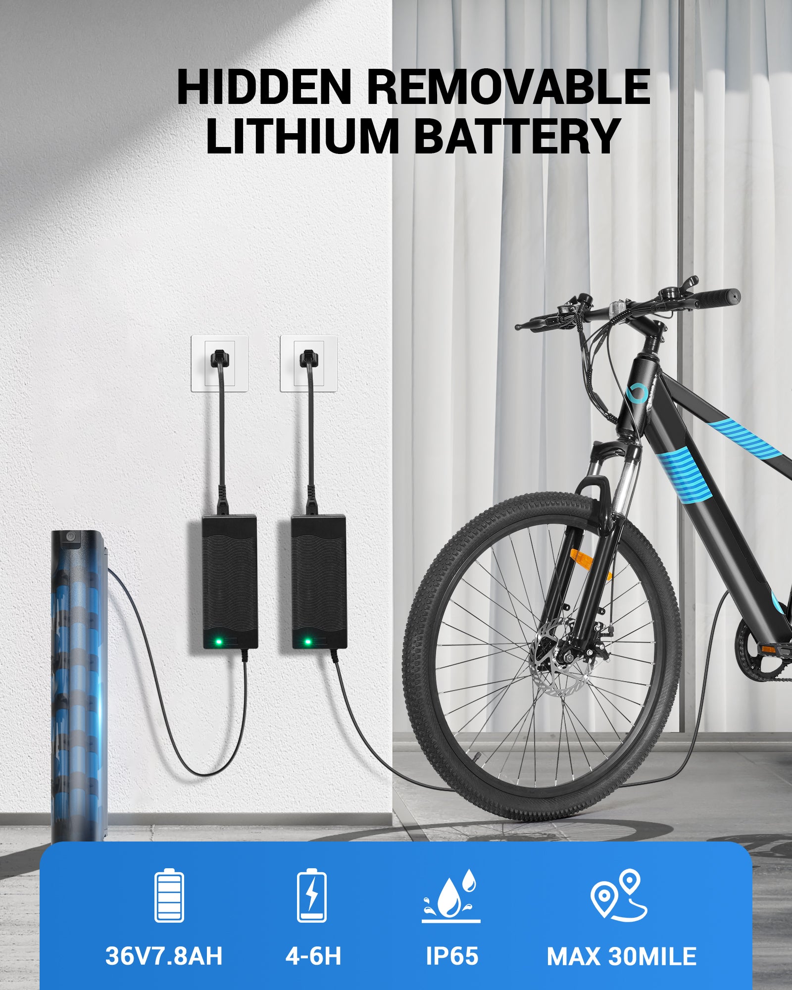 Multijoy EB262 Electric Bike for Adults with Upgraded Built-in Invisible Removable Battery
