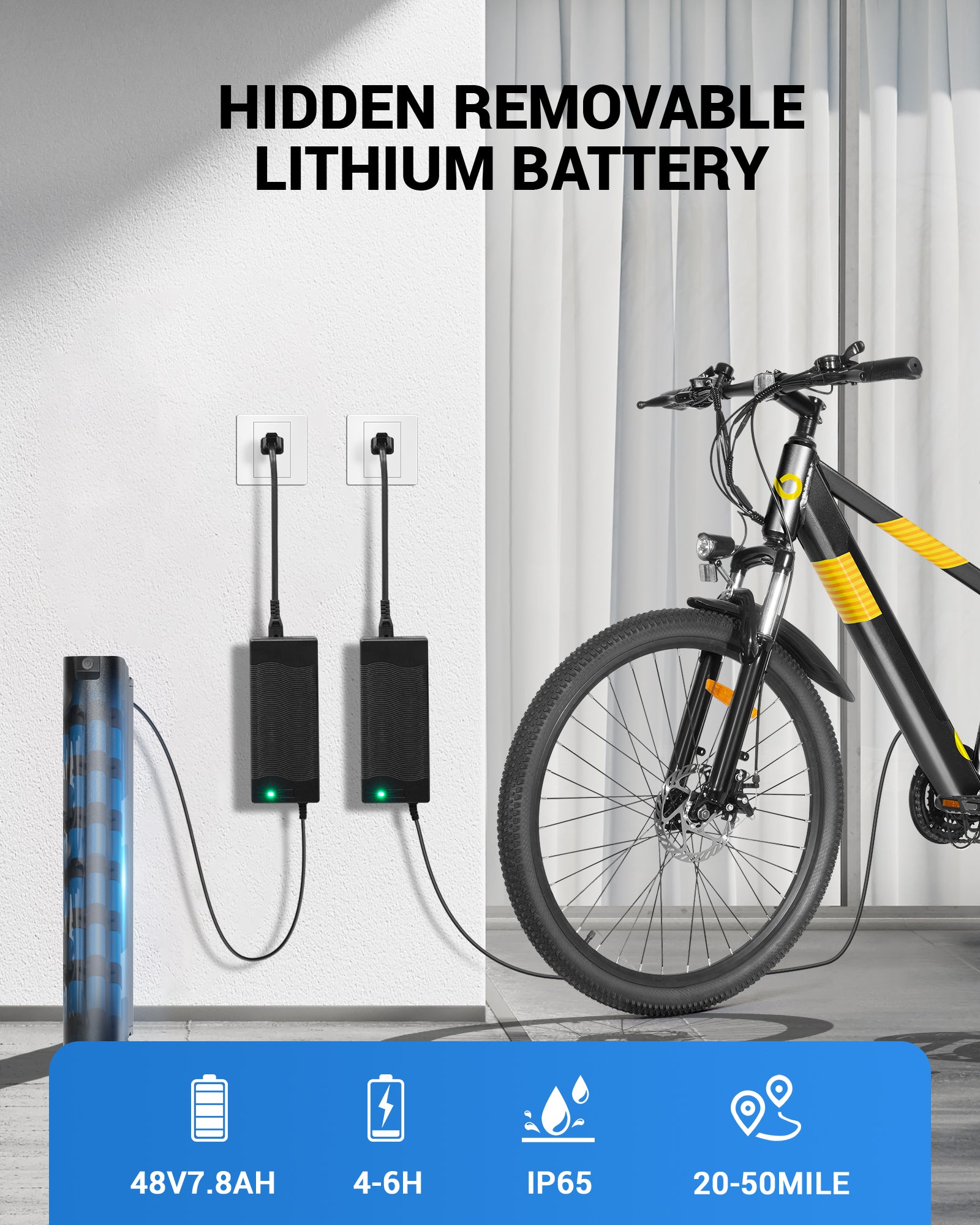 Multijoy EB263 Electric Bike 500W for Adults with Upgraded 48V Built-in Invisible Removable Battery